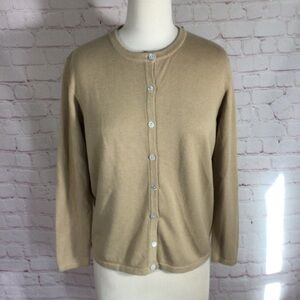 Liz Baker Petite Tan Long Sleeve Knit Cardigan - Size Small Petite